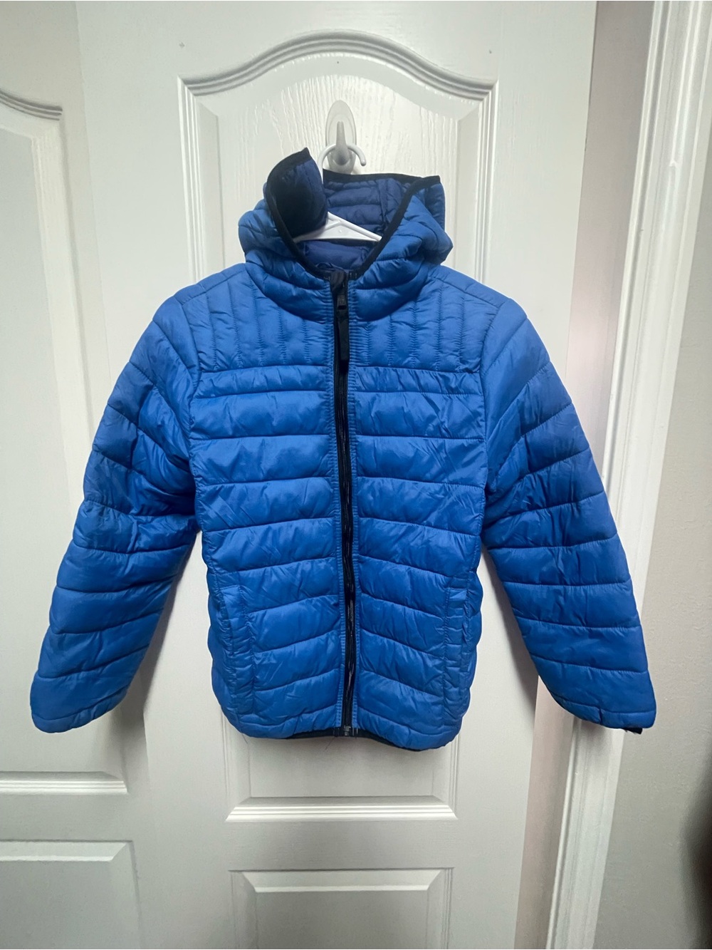 Kids Blue Hooded Puffer Packable Jacket